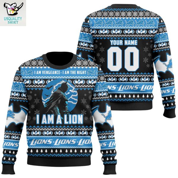 Detroit Lions x Batman I Am The Night Ugly Sweater
