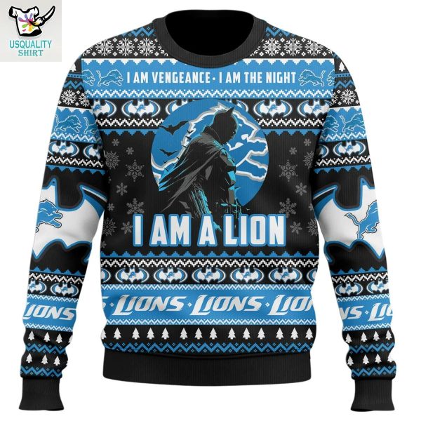 Detroit Lions x Batman I Am The Night Ugly Sweater