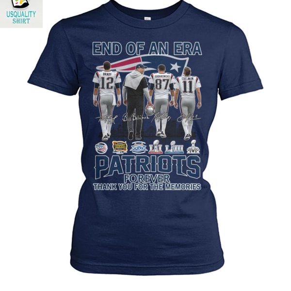 End Of An Era Legend Brady Gronkowski Edelman Patriots Forever T Shirt