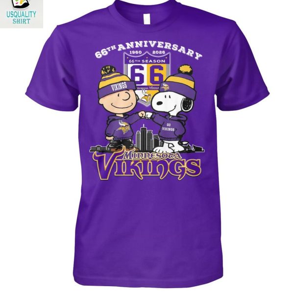 Minnesota Vikings x Snoopy Peanuts 66th Anniversary 2026 T-Shirt