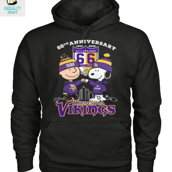 Minnesota Vikings x Snoopy Peanuts 66th Anniversary 2026 T Shirt