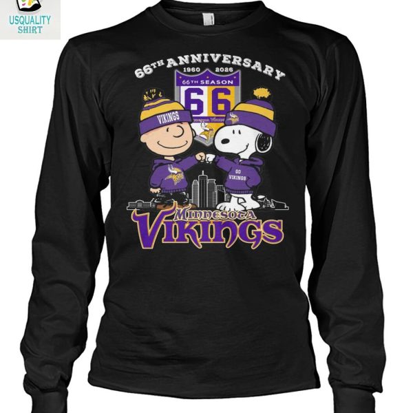 Minnesota Vikings x Snoopy Peanuts 66th Anniversary 2026 T Shirt