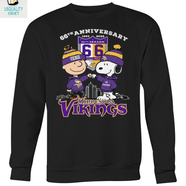 Minnesota Vikings x Snoopy Peanuts 66th Anniversary 2026 T Shirt