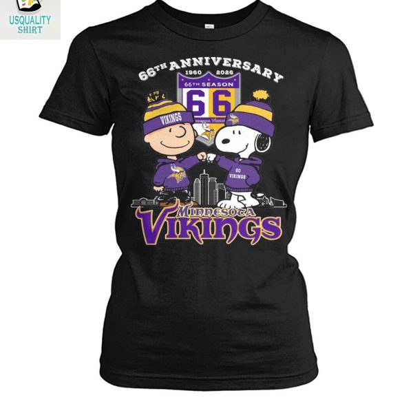 Minnesota Vikings x Snoopy Peanuts 66th Anniversary 2026 T Shirt