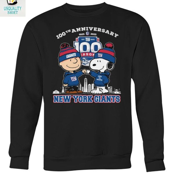 New York Giants x Snoopy Peanuts 100th Anniversary 2025 T Shirt