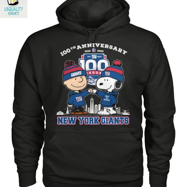 New York Giants x Snoopy Peanuts 100th Anniversary 2025 T Shirt