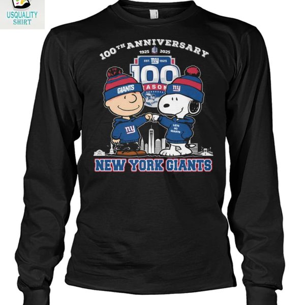 New York Giants x Snoopy Peanuts 100th Anniversary 2025 T Shirt