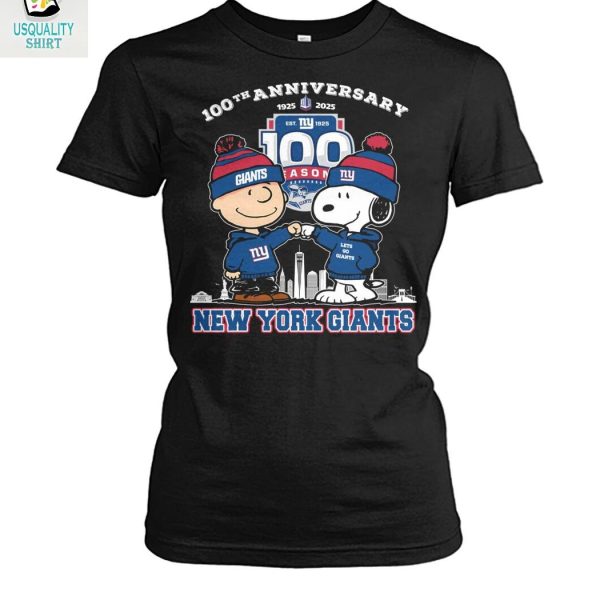 New York Giants x Snoopy Peanuts 100th Anniversary 2025 T Shirt
