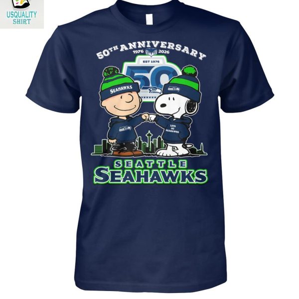 Seattle Seahawks x Snoopy Peanuts 50th Anniversary 2026 T Shirt